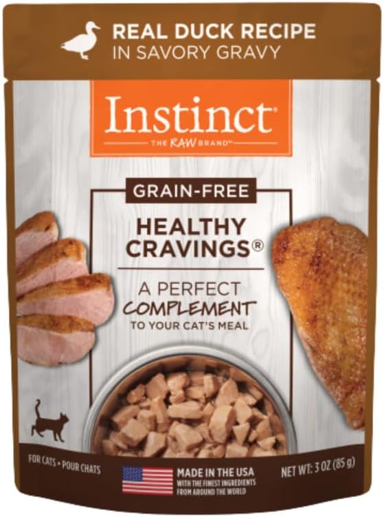 Instinct Healthy Cravings Natural Wet Cat Food Topper, Grain Free Recipe - Real Duck, 3 oz. Pouches (Pack of 24)