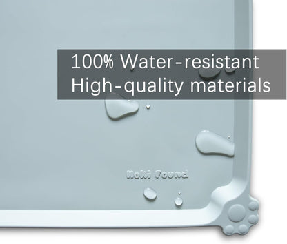 Hoki Found X-Large Silicone Pet Food Mats Tray - Non Slip Pet Dog Cat Bowl Mats Placemat - Dog Pet Cat Feeding Mat - Waterproof Dog Cat Food Mats -Pet Water Mats for Carpet -Battleship
