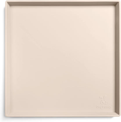 DogBuddy Dog Food Mat – Waterproof Dog Bowl Mat for Food and Water, Silicone Pet Feeding Mats for Floors, Non-Slip Placemat with High Edges for Dogs Bowls, Puppy Essentials (XS: 11" x 11", Vanilla)