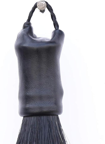 Horse Tail Extensions with Braided Horsehair Loop, Blunt Cut Bottom, 34-36 inches long and 1 lb Weight (Jet Black)