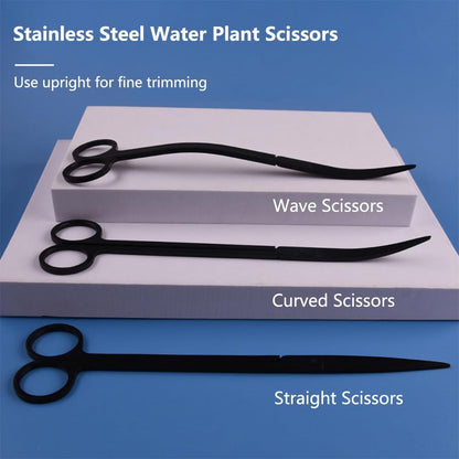 7-in-1 Aquascaping Tools Kit for Aquarium & Terrarium - Stainless Steel Long Tweezers, Curved Scissors, Algae Scraper, Feeding Tongs - Live Plant Trimming & Tank Cleaning Accessories