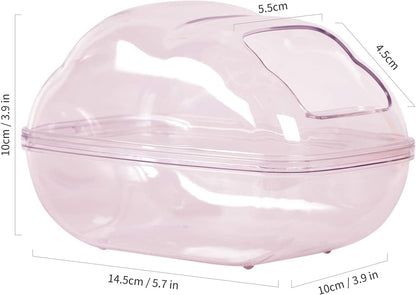 BUCATSTATE Hamster Dust Bath Container Hamster Sand Bath Kit Small Animal Toilet Cage Accessories for Gerbil, Syrian Hamster, Mouse, Rat (Pink, Medium)