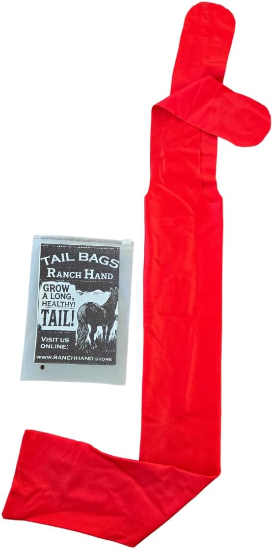 Ranch Hand Horse Tail Bag - Stretchable Horse Tail Bag Made from Durable Stretchy Material- Damage-Free Tail Protection - Gentle Grooming Essential for Healthy Growth - Tail Care Accessory Grroming- Light Red