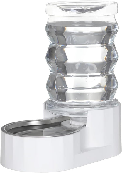 Sfozstra Dog Water Bowl Dispenser: 6L White Lagre Stainless Steel - BPA-Free - Automatic Gravity Pet Water Dispenser for Busy Owners