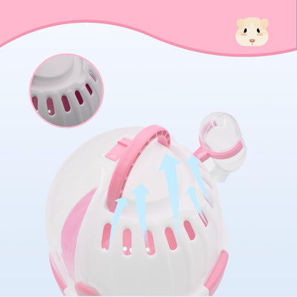 Hamster Carrier Cage Portable Cages Small Animals Carry Travel Case with Water Bottle Plastic Breathable Guinea Pig Outgoing Cage for Dwarf Hamster Ferret Chinchillas Hedgehog (Pink)