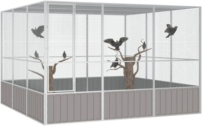 Steel Bird Cage, Large Flight King Bird Cage for Cockatiels African Grey Quaker Amazon Sun Parakeets Green Cheek Conures Pigeons Parrot Bird Cage Birdcage, Gray 119.1"x127.8"x83.3"