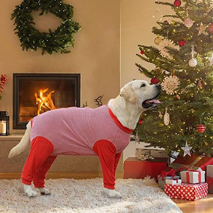 Yeapeeto Dog Onesie Surgery Recovery Suit for Large Medium Bodysuit Dogs Pajamas PJS Full Body for Shedding, Prevent Licking, Wound Protection, Cone Alternative (7X-Large (Pack of 1), Red)