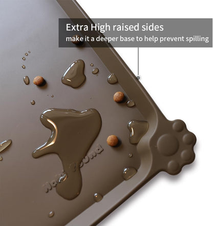 Hoki Found Silicone Pet Food Mats Tray - Non Slip Pet Dog Cat Bowl Mats Placemat - Dog Pet Cat Feeding Mat - Waterproof Dog Cat Food Mats -Pet Water Mats for Carpet - Coffee