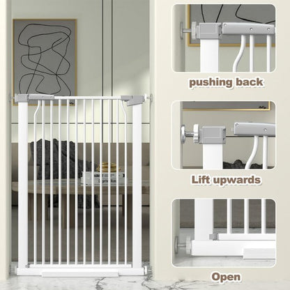 41" Extra Tall and Wide Baby Gate, 65.8-68.5'' Wide Pet Cat Gate for Doorway, Extra Wide Pressure Mounted Child Door with Expansion Kit, Metal Safe Gate, Tall Dog Gate, White