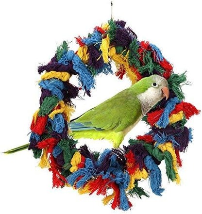 Litewoo Bird Parakeet Colorful Swing Toys,Cotton Rope Chew Hanging Bird Preening Garland Swing for Budgie Parakeet Cockatiel Macaw African Grey