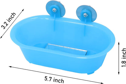 Wontee Bird Bath with Mirror Toy Fixable Parrot Bathroom Tub for Small Brids Parrot Canary Budgies Parakeets
