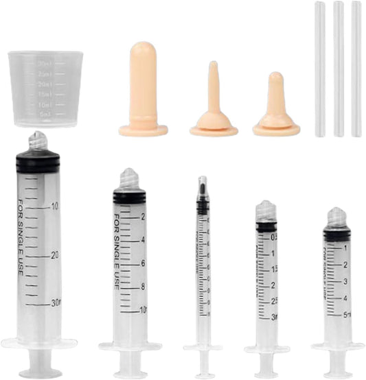 Suxgumoe Pet Feeding Bottle Set, Feeding Silicone Nipple with Bottle and Syringes, Reusable Pet