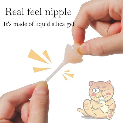Silicone Feeding Nipples and Syringes for Newborn Kittens, Puppies, Small Animals, Rabbits Dongdong pet