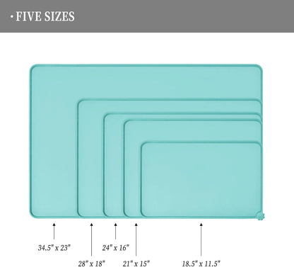 Waterproof Pet Feeding Mat with High Raised Edges, Heavier and Thicker Placemats for Cat Dog Water Bowl with BPA Free, Dogs Cats Food Mats for Messy Drinkers to Prevent Spill and Protect Floors