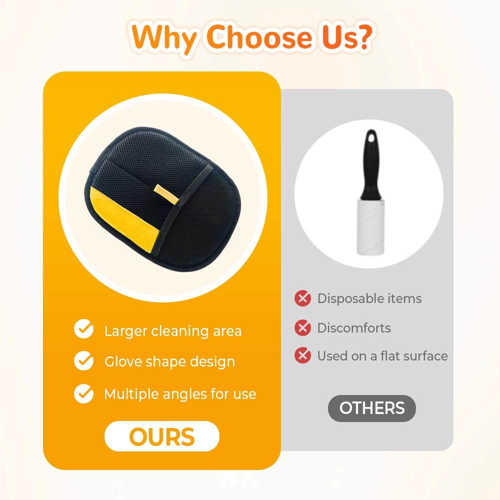 Pet Hair Removal Glove for Cats & Dogs, 2025 Upgrade Pet Hair Remover Glove, Electrostatic Pet Hair Removal Gloves for Dogs and Cats, Reusable Pet Hair Remover Glove (2)