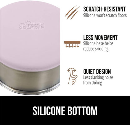 GORILLA GRIP Set of 2 Dog Bowls, Holds 4 Cups (32 fl oz), Heavy Duty Metal Food and Water Bowl for Feeding Dogs and Cats, Dishwasher Safe, Rust Resistant Stainless Steel, BPA Free Rubber Base, Lt Pink