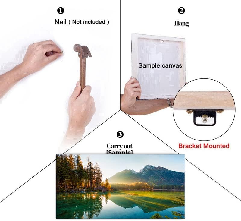 Beautiful Lake Mountain Range Sunrise Sunset Landscape Canvas Wall Art for Living Room, Autumn Forest National Park Scenery, Nature Scenic Picture Print Artwork Painting Decor,Inner Frame 20x40