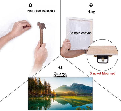 Beautiful Lake Mountain Range Sunrise Sunset Landscape Canvas Wall Art for Living Room, Autumn Forest National Park Scenery, Nature Scenic Picture Print Artwork Painting Decor,Inner Frame 20x40