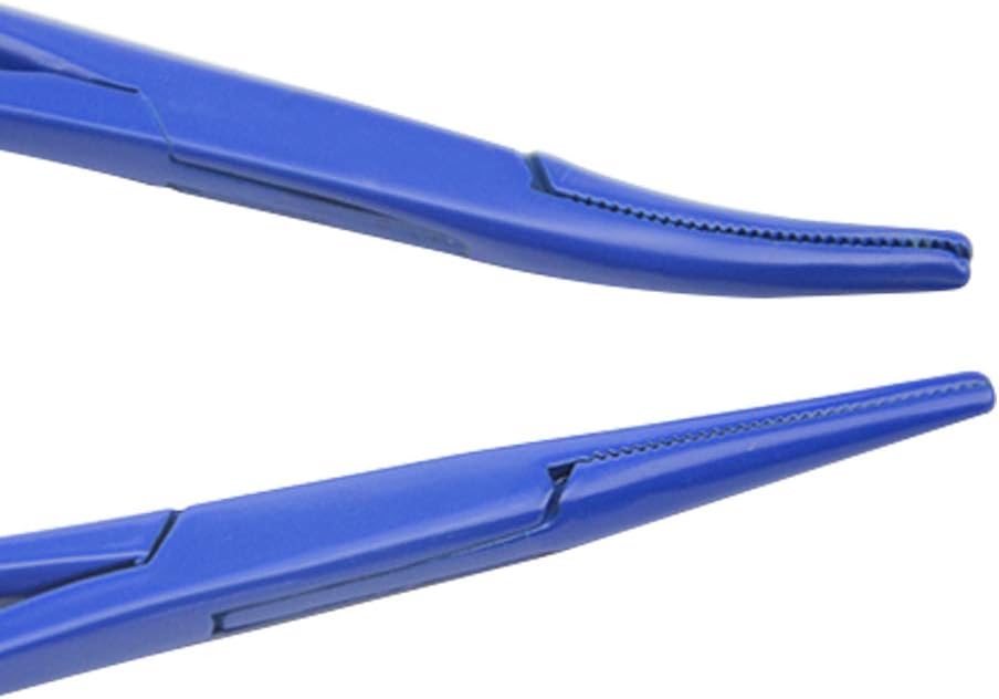 LILYS PET Pet Stainless Steel Hemostat Hemostatic Forcep,Pet Ear Hair Pull Forcep (Bend Head+Straight Head(Blue), 12cm)