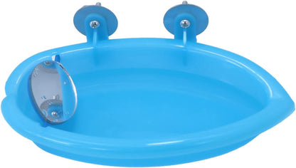 Wontee Bird Bath Box with Mirror Portable Parrot Hanging Bathroom Bathing Tub for Small Birds Cleaning Supplies