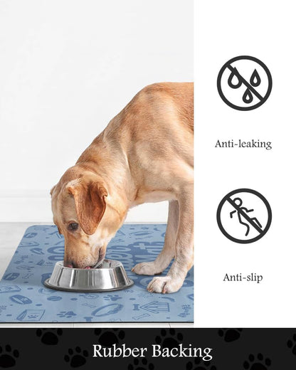 Pet Feeding Mat-Absorbent Dog Mat for Food and Water Bowl-No Stains Quick Dry Water Dispenser Mat-Dog Accessories Pet Supplies-Bowl for Messy Drinkers（Words,17"x34"