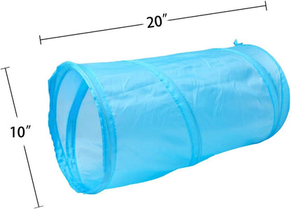 iCAGY Foldable Spiral Cat Tunnel - Indoor Toy for Small Cats, Kittens, and Rabbits - Tube for Interactive Play and Outdoor Fun - Pet Toy 20" 3 Pcs (Black, Royal Blue, Sky Blue)