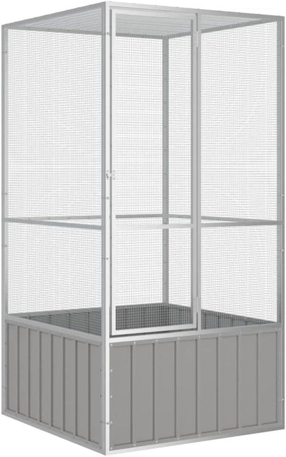Steel Bird Cage, Large Flight King Bird Cage for Cockatiels African Grey Quaker Amazon Sun Parakeets Green Cheek Conures Pigeons Parrot Bird Cage Birdcage, Gray 43.7"x42.1"x83.3"