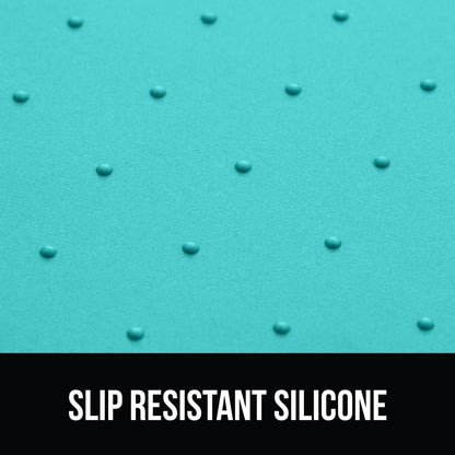 GORILLA GRIP 100% Waterproof Raised Edge BPA Free Silicone Pet Feeding Mat, Dog Cat Food Mats Contain Spills Protects Floors, Placemats for Cats and Dogs Water Bowl, Pets Accessories 23x15 Turquoise