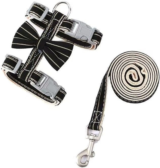 Butterfly Bow Tie Cat Harness and Leash Set - Adjustable, Escape-Proof, Breathable Kitten Vest with Cute Design for Small Cats & Indoor/Outdoor Safety Black XS