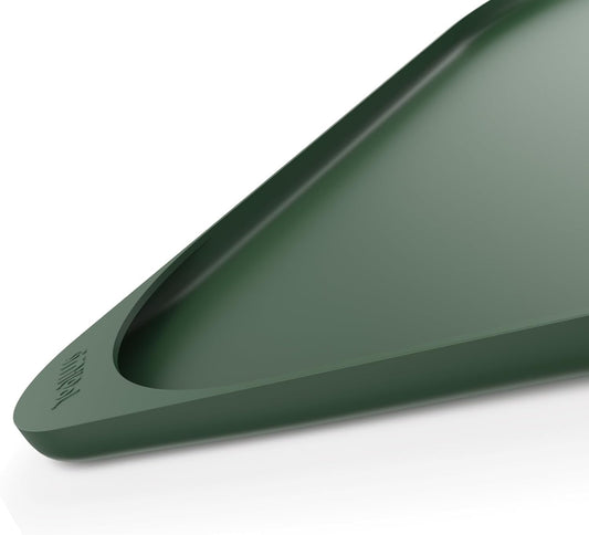 Silicone Pet Feeding Mat with Raised Edge & Residue Collection Pocket for Food and Water, Dog Bowl Mats, Cat Bowls Placemat with High Lip for Floor Waterproof, 24 x 16 x 0.8 Dark Olive