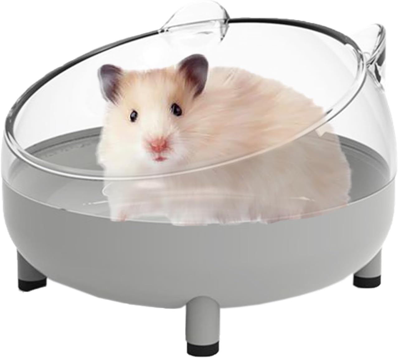 Meow&Woof Hamster Sand Bath Container, Large Sandbox Toilet Gerbil Batheoom, Tiny Chinchilla Dust Bathtub Sand Bath Box for Hamster Cage Accessories 6.5 Inch-Grey