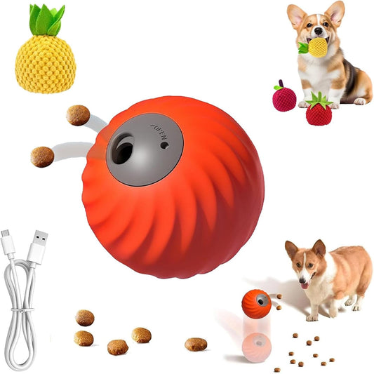 Zoomie Buddy 2.0, Zoomie Buddy for Dogs, 2 in 1 Smart Touch Interactive Dog Balls ＆ Pet Feeder, 2.83" Diameter, Suitable for Small/Medium Dogs, with Fruit Plush Cover (Orange, Pineapple)