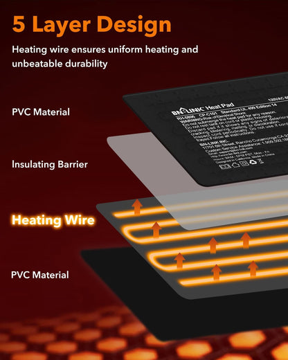 BN-LINK Reptile Heat Pad 8"X12" 16W for 30-40gal Under Tank Terrarium Heating Mat Waterproof for Turtle, Lizard, Frogs, Snake, Hermit Crab