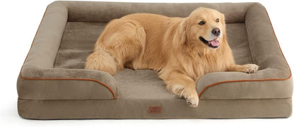 Bedsure XXL Orthopedic Dog Bed for Extra Large Dogs - Washable Giant Dog Cat Bed Waterproof, Comfort Dogs Couch Sofa with Washable Removable Cover, Pet Bed with Nonskid Bottom, Hazel, 52"