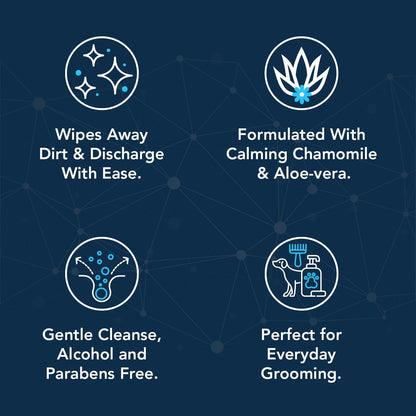 NOVEHA 300PCs Dog Eye Wipes - Tear Stain Remover for Dogs - Formulated with Chamomile and Aloe to Remove Eye Debris, Tear Stains & Eye Discharge - Plant Based, Safe, and Large 5"x5" Unscented Wipes