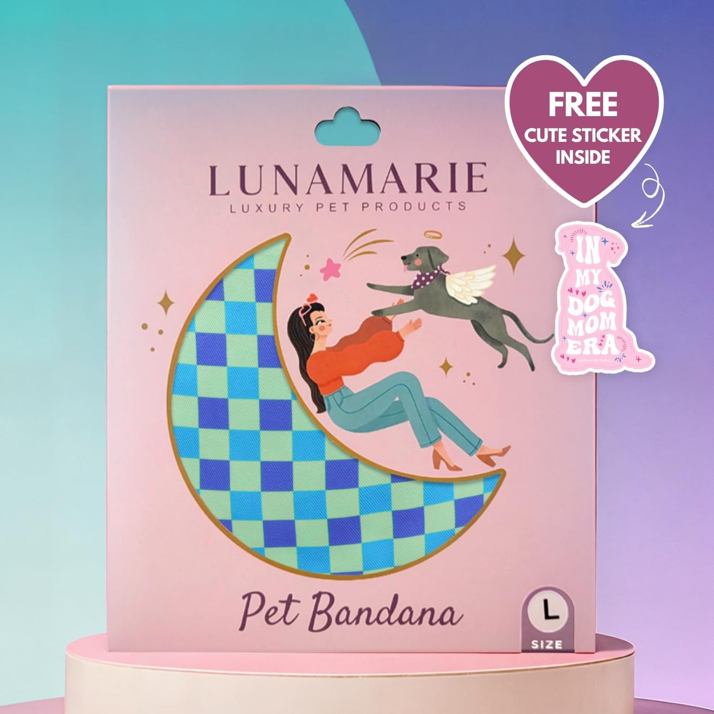 LunaMarie - Luxury Pet Birthday Bandanas -Premium & Silky Poly Fabric | 100% Handmade | Custom Shape Dual Layered (Electric Rebel, Medium)