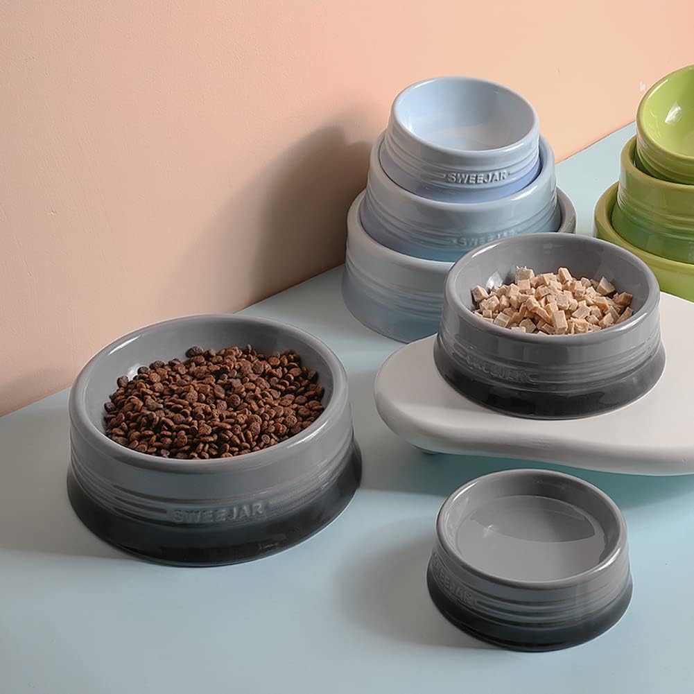 Sweejar Gradient Dog Bowl, Ceramic Dog Food Dish for Large Dogs and Large Cat, Porcelain Pet Bowl for Food and Water 32 oz (Gradient Grey)