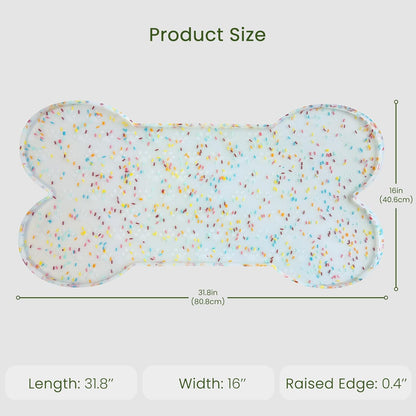 Dog Food Mat Anti-Slip Silicone Dog Bowl Mat Thicker Pet Placemat Waterproof Cat Feeder Pad with Raised Edge Puppy Kitten Feeding Mats Suitable Small Medium-Sized Dogs Cats Eating Tray