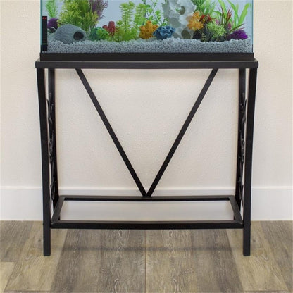 MAKLAINE Traditional Steel 29 Gallon Metal Aquarium Stand in Black