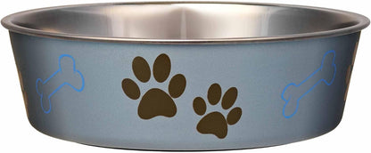 Loving Pets Bella Dog Bowls- Stainless Steel Dog & Cat Bowls - Spill Proof Dog Food Bowl, Cat Bowl, Puppy Essentials & Pet Supplies Great for Home & Travel (X-Large 65-100lbs, Blueberry)