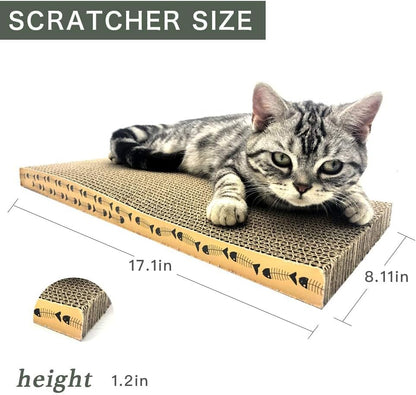 Cat Scratcher Cardboard Scratching Pads Scratch Lounge Bed with Catnip 3PCS Reversible Corrugated Cardboard with Scratch Box