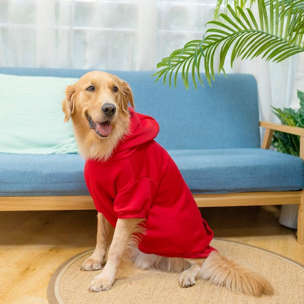 KOOLTAIL Basic Dog Hoodie - Soft and Warm Dog Hoodie Sweater with Leash Hole and Pocket, Dog Winter Coat, Cold Weather Clothes Sweatshirt for Small Medium Large Dogs Puppy Cat Boys Girls Red XL