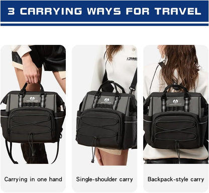 Dog Travel Bag, Airline Approved Pet Supplies Backpack, Dog Travel Backpack Accessories Set with 2 Silicone Collapsible Bowls and 1 Leash Clip for Camping, Road Trips & Weekends Away（Black）