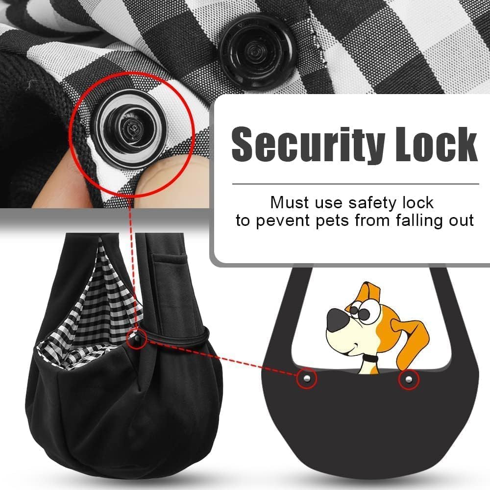Tomkas Small Dog Sling Carrier - Classic Pocket & Classic Strap - for 3-10 lbs Pets(Black)