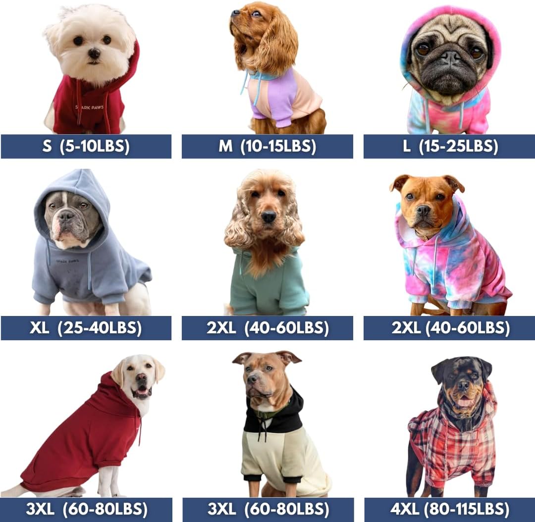 Spark Paws Dog Hoodie – Premium Dog Sweater for Small, Medium, and Large Dogs | Warm Outfits for French Bulldogs, Pitbull, Puppy, Winter Jacket Alternative - 90s Retro Sky Dye - 2XL