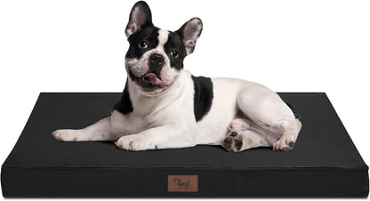 Outdoor Dog Bed for Medium Dogs, Waterproof Dog Bed for Medium Dogs Cats, Orthopedic Egg Crate Foam Pet Bed with Washable and Removable Oxford Cover, Black
