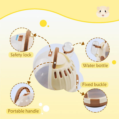Hamster Carrier Cage Portable Cages Small Animals Carry Travel Case with Water Bottle Plastic Breathable Guinea Pig Outgoing Cage for Dwarf Hamster Ferret Chinchillas Hedgehog (Brown)