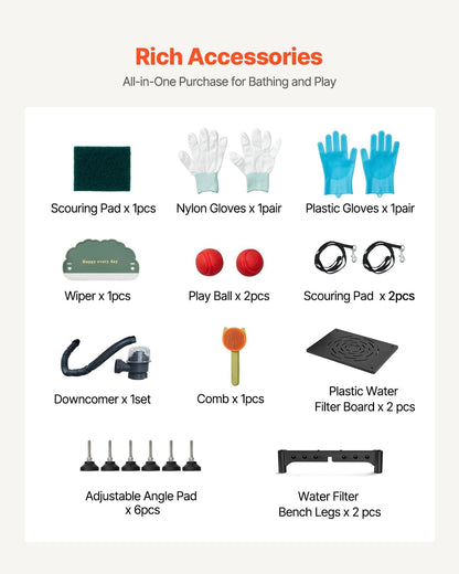 VEVOR Stainless Steel Dog Washing Station, Professional 62 inch Pet Grooming Tub w/Stairs, PE Water Filter Board, Faucet & Showerhead & Soap Holder Bathtub for Large & Medium & Small Pets (Left Door)