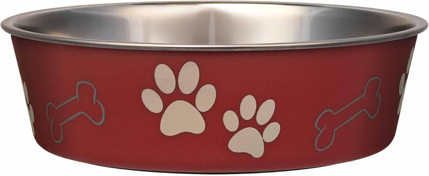 Loving Pets Bella Dog Bowls- Stainless Steel Dog & Cat Bowls - Spill Proof Dog Food Bowl, Cat Bowl, Puppy Essentials & Pet Supplies Great for Home & Travel (Large 35-65 lbs, Merlot)