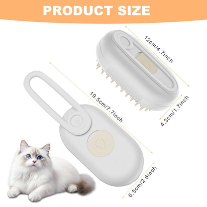 4 in 1 Cat Steam Brush for Shedding，Rechargeable Steam Pet Brush With Rotating Handle for Massaging, Self-Cleaning, and Pet Hair Removal for Long and Short Hair of Cat and Dog （Beige）